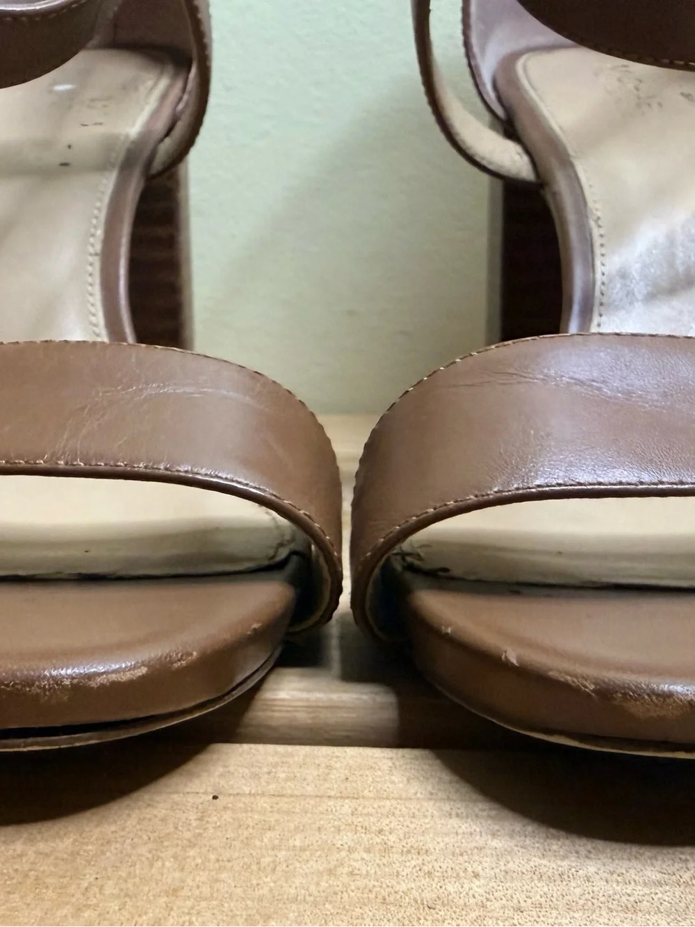 Michael Kors Serena US Sz 9 Flex Leather Ankle-Strap Sandal Brown Open Toe
